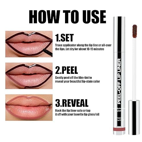 TENGLONG Peel Off Lip Liner Stain, Long Lasting Matte Lip Tattoo Makeup, Smudge-Proof, Highly Pigmented Color, Transfer-Proof, Waterproof, Suitable for All Skin Types, Rose Pink thumbnail 6