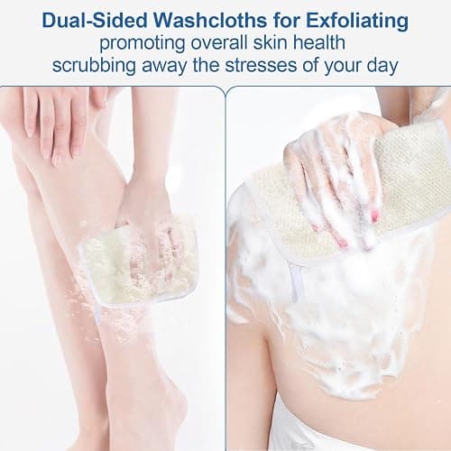 Exfoliating Washcloth (3 Pack), Shower Cloth for Body and Face Exfoliator Scrubber, Two Sides Exfoliate Shower Rag Wash Cloths Nylon Cotton Loofah Sponge Scrub Towel estropajos para el cuerpo thumbnail 3