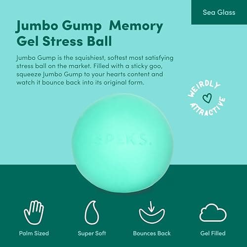 Speks Jumbo Gump Stress Balls | Ultra Soft Squishy Fidget Toy for Adults & Teens | Stress Relief & Desk Toy | Sea Glass thumbnail 2