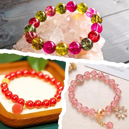 XSEINO About 1200PCS 8mm Glass Beads Bracelet Making Kit，48 Assorted Dreamy Red and Purple Series Colorful Crystal Beads for Bracelet and Jewelry Making and DIY Crafts,Friendship Bracelets thumbnail 7