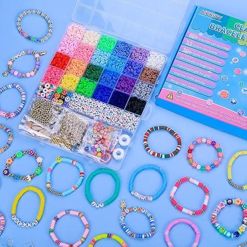 AIPRIDY Girls Toys Bracelet Making Kit, Clay Beads Jewelry Activity Kit, DIY Crafts Birthday Christmas Gifts for Girls Ages 5 6 7 8 9 10 11 12 Years Old (24 Colors 6500 Pcs) thumbnail 7
