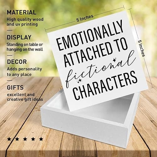 Bookish Desk Decor, Book Lover Nook Wooden Box Sign | Gifts for Book Lovers Worms Nerds Readers Librarians Bookish, Bookshelf Book Nook Home Bedroom Desk Decor thumbnail 3
