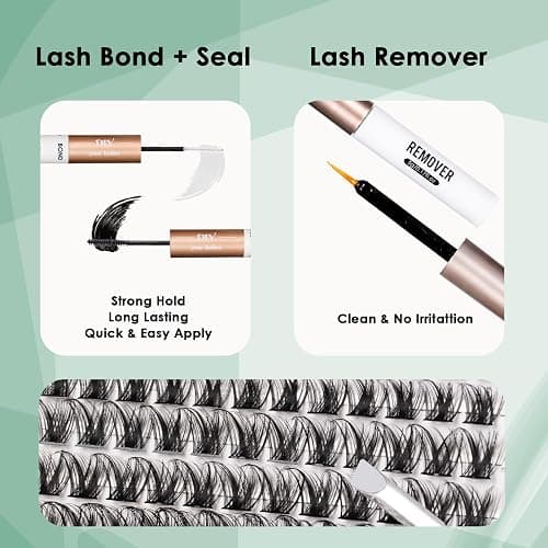 Lash Clusters 154pcs Lashes 10-18mm Eyelash Clusters Kit Natural Eyelashes DIY Cluster Eyelash Extensions Thin Band Cluster Lashes False Eyelashes Lash Extension Kit wth Bond & Seal & Remover-M34+M31 thumbnail 6