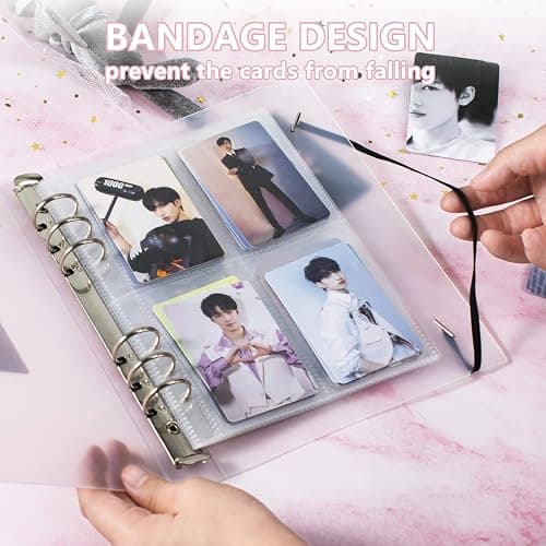 A5 Photocard Binder with 25 Pcs Inner 6 Ring, Clear K-Pop Korean Pop Photocard Holder Binder Book, 4 Photo Style Photo Card Album 1 Set with 1 Letter Sticker thumbnail 5