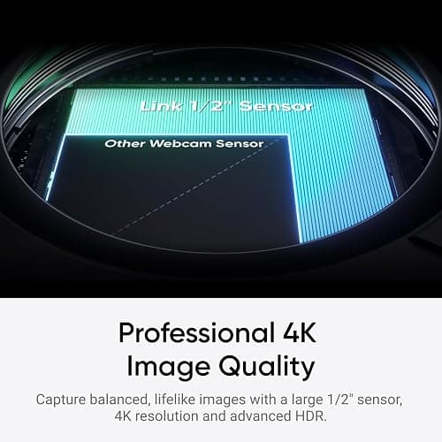 Insta360 Link 2C - 4K Webcam for PC/Mac, 1/2" Sensor, Auto Framing, HDR, AI Noise-Canceling Mic, Gesture Control for Streaming, Video Calls, Gaming, Works with Zoom, Teams, Twitch & More thumbnail 2