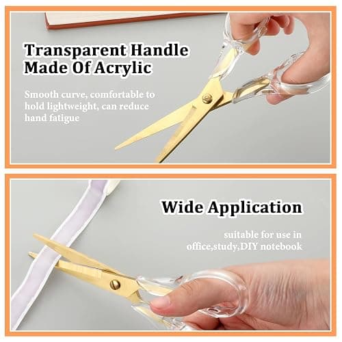 Heavy Duty Gold Craft Scissors - Clear Acrylic Professional Shears for Home, School, Office, Paper, Fabric thumbnail 5