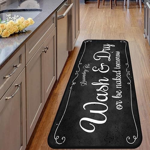 Laundry Room Long Mat Area Rug Non-Slip Floor Mat Waterproof Farmhouse Carpet for Kitchen 40" x 20"(Black-2) thumbnail 6
