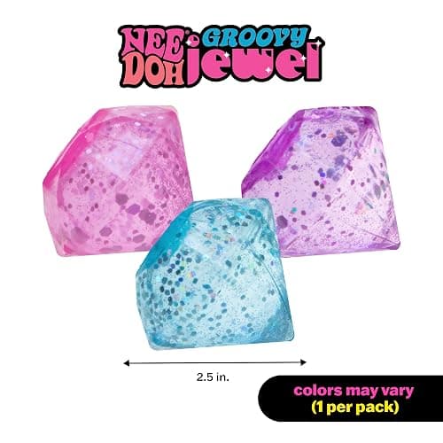 Schylling NeeDoh Groovy Jewel - Sensory Toy - Satisfying Super Sparkly Liquid Filling - Ages 3 and Up - Color May Vary; One Per Pack thumbnail 5