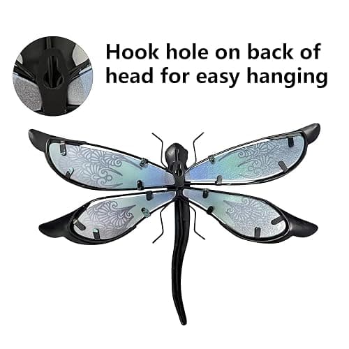 LIFFY Glass Metal Dragonfly Wall Decor Pair - Outdoor Wall Art for Garden and Home - Hanging Decor Gifts for Women, Light Blue thumbnail 6