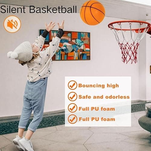 YUEOL Silent Basketball Size 7 (29.5") - Upgraded Version Quiet Foam Basketball Indoor Training Ball, Highly Bounce Quiet Foam Ball,Indoor Training and Without Noise thumbnail 5