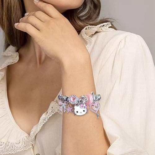 Cute Bracelets, Adjustable Stainless Steel Composite Bracelet Bangles, Classic Cartoon Design Jewelry, Gift for Her (Pink) thumbnail 6