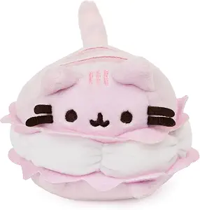 GUND Macaron Cookie Pusheen Sweet Dessert Squishy Plush Stuffed Animal Cat and Satisfyingly Stretchy Fabric, for Ages 8 & Up, Pink/White, 4” - Image 1