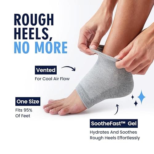 Dr. Frederick's Original Moisturizing Heel Socks for Dry Cracked Heels Treatment - Infused with Olive Oil, Jojoba Oil and Vitamin E - 2 Pairs - Valentines Day Gifts for Her & Him - Original Formula thumbnail 3