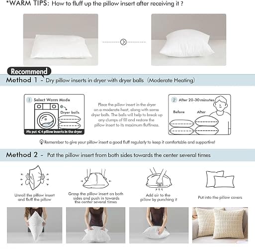 MIULEE 18x18 Throw Pillows Inserts 2 Pack, Decorative Pillows for Couch Bed | 100% Virgin Filling, Full and Fluffy, Lumbar, Back and Neck Support thumbnail 5