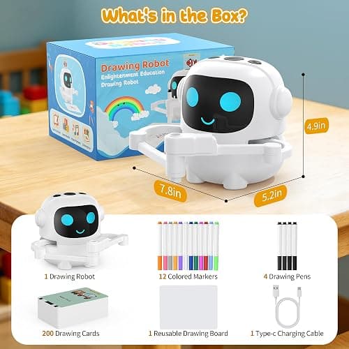 Uneviesyka Drawing Robot for Kids,Toys for 3 4 5 6 7 8 Year Old Boys Girls | 200 Drawing Cards,Educational Montessori Learning Toys,Drawing Machine with Music,Kids Christmas Birthday Gifts thumbnail 3