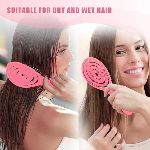 SHINLEA Detangle Hair Brush, Detangling Wet Spiral Hairbrush for Women, Men, kids, Vented Detangler for Blow Drying, Glide Through Tangles For All Hair Types (Pink) thumbnail 5