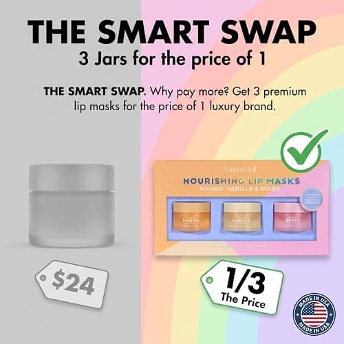 NATURE WELL Hydrating Lip Masks Variety Pack, Includes Mango, Vanilla & Berry Scents, High-Shine, Non-Greasy, Conditioning & Softening, 0.70 Ounce (Pack of 3) thumbnail 4