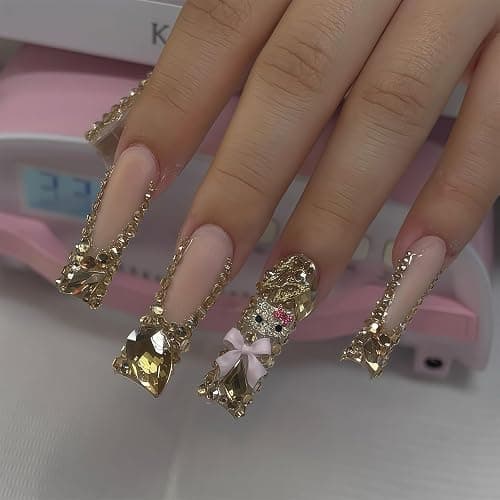 Pizadix 100 pcs 3D Sliver Nail Charms Y2K Cute Nail Charms Set with Kity, Butterfly, Bow, Star, Heart,Cross for Nail Art Decoration Y2K thumbnail 6