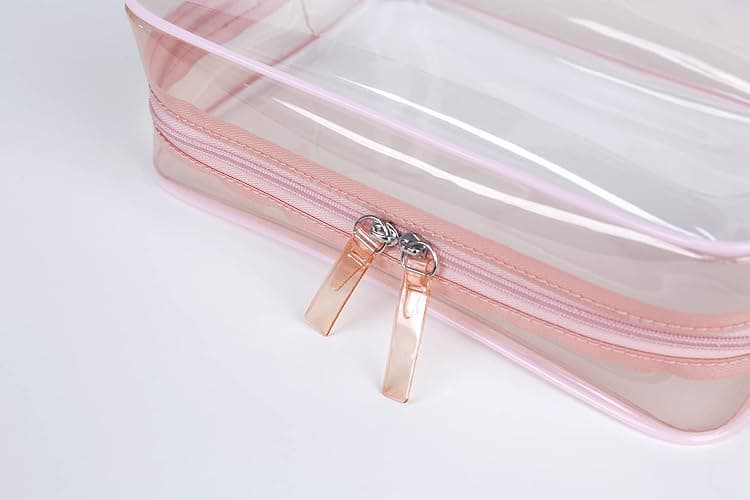 Buminee Clear Pouch Small, 6.6"x2.3"x4.7" Size TSA Approved Toiletry Bag, Travel Bags for Toiletries, Cosmetic Bag for Women and Men - 1 Pack Pink thumbnail 7