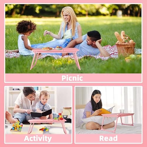 CloudTrip Laptop Desk for Bed or Couch, Lap Desk, Woking in Bed Desk, Home Office Desks, Breakfast Tray, Desk with Cup Holder, Watching Movies in Bed, Laptop Stand for Bed, Fordable Legs Desk (Pink) thumbnail 6