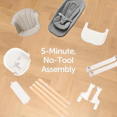 Baby Elegance Mash High Chair Bundle for Babies & Toddlers (0-3yrs) - White | Includes Newborn Seat (0-6 Months) Toddler Seat (6+ Months) & Cushion, Adjustable & Foldable High Chair for Babies & Toddlers thumbnail 4