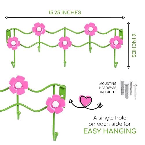 Galashield Kids Coat Rack Wall Mount Hooks for Kids Room Flower Design Hook for Boys and Girls Towel, Clothes, Hat, Backpack Hanger thumbnail 3