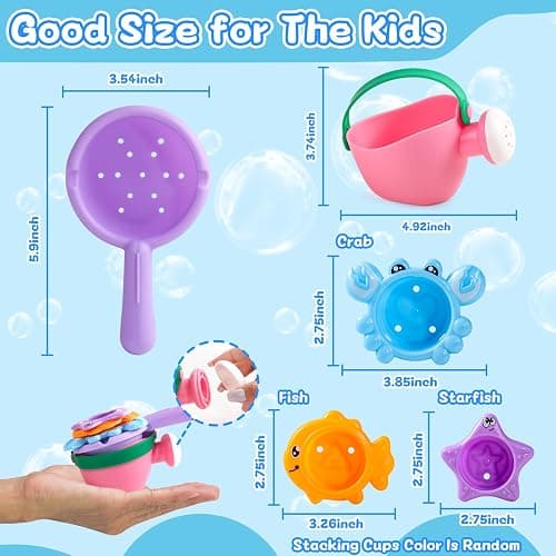 Fajiabao Baby Bath Toys for Kids Ages 1-3 Toddler Bath Toys Mold Free for 2-4 Bathtub Sand Beach Pool Water Toys for 1+ Year Old Girl Gifts 5 PCS (Color Random) thumbnail 2