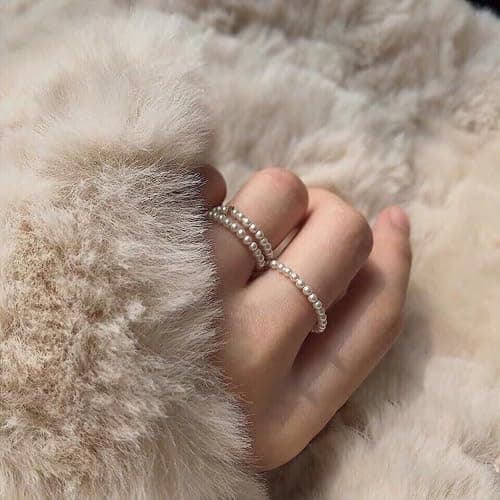 ONBRIG Vintage Pearl Rings - Cute & Dainty Stackable Minimalistic Jewelry for Women thumbnail 3