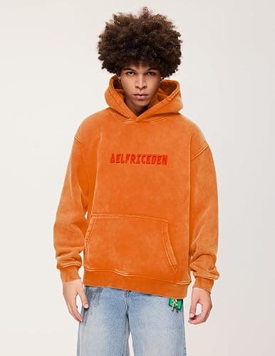 Aelfric Eden Hoodies Mens Acid Wash Hoodie Oversized Vintage Heavyweight Cotton Fleece Hooded Pullover Sweatshirt thumbnail 8
