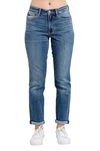Judy Blue Women's Mid Rise Stretchy Boyfriend Jeans - Image 1