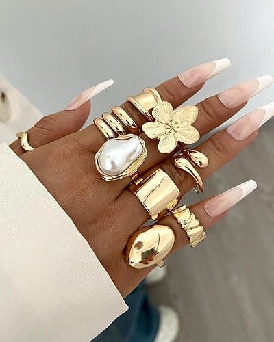 20Pcs Gold Ring Set for Women Chunky Boho Stack Flower Statement Rings Pack | Statement Midi Stackable Rings Set, Chunky Boho Flower Rings, Adjustable Suitable All Occasions, Great Gift for Women thumbnail 3