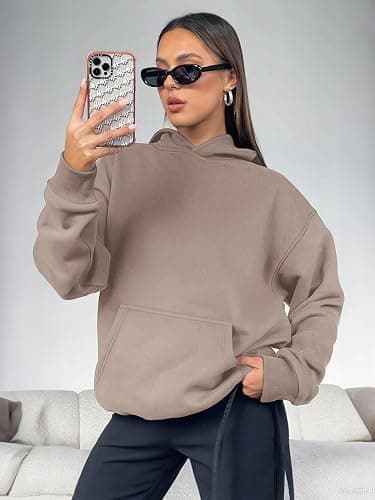 ATHMILE Womens Oversized Hoodies Fleece Sweatshirts with Pocket | Drop Shoulder Fall Clothes,Trendy Streetwear Pullover,Comfort Workout Winter Outfits thumbnail 5