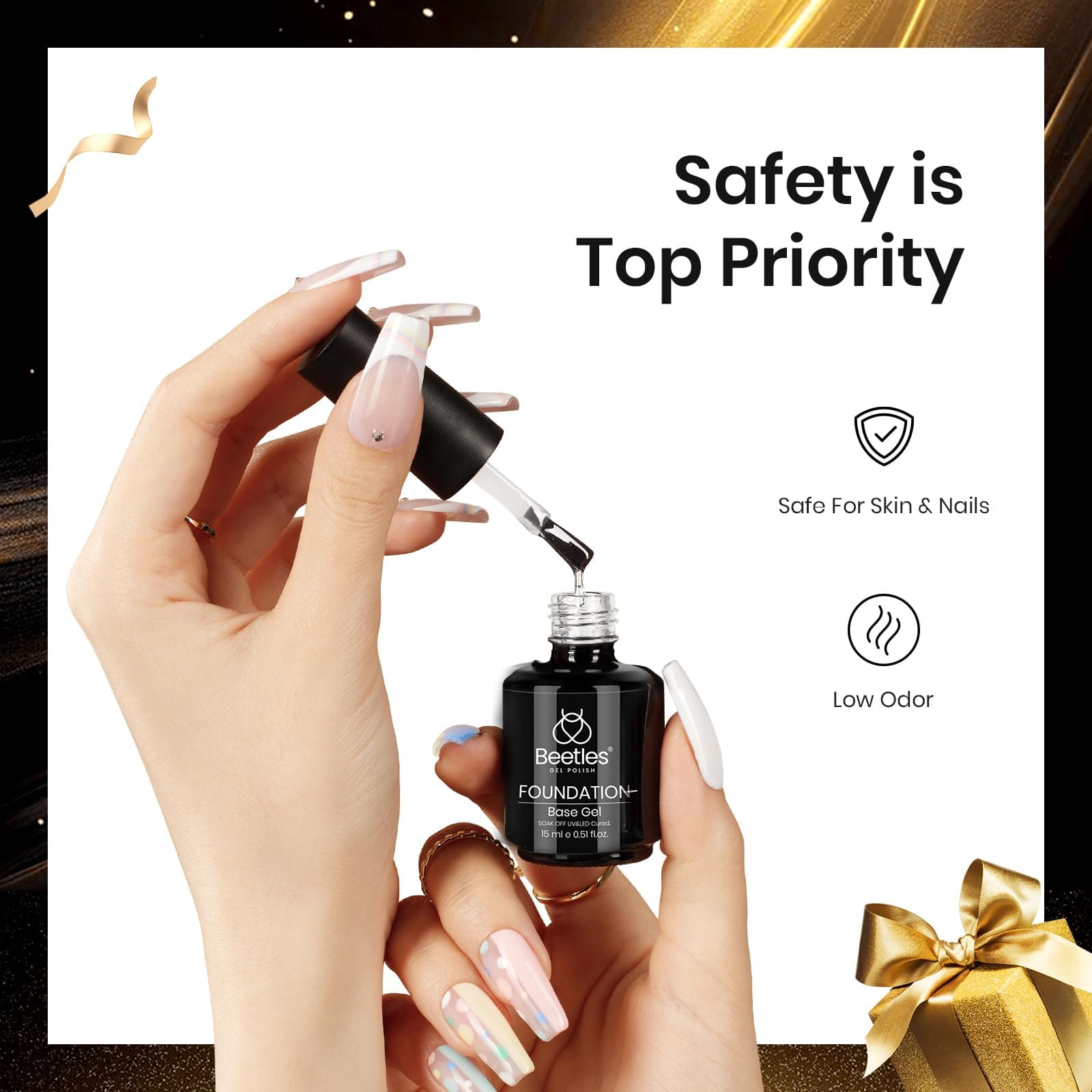 beetles Gel Polish 3Pcs 15ml Top and Base Coat Builder Nail Gel Set No Wipe Gel Top Coat Base Gel Builder Extension Gel for Nails Shine Finish and Long Lasting Nail Protection Soak Off Led Gel Glossy Gel thumbnail 4