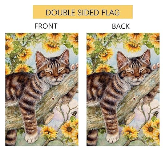 BLKWHT Summer Cat Garden Flag 12x18 Inches Double Sided for Outside, Sunflower Burlap Small Seasonal Yard Flag for Outdoor Decor BW640 thumbnail 6
