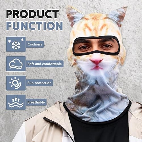 Cat Ski Mask, Cats Dogs Funny Sheisty Masks, Animal Hood Windproof Balaclava Hat for Skiing Activities thumbnail 4