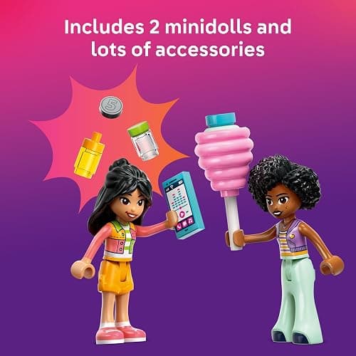 LEGO Friends Cotton Candy Stand and Scooter - Building Toy Pretend Play Set for Kids, Girls and Boys, Ages 6+ - with 2 Minidolls, Wheelable Food Cart and Accessories - Gift Idea for Birthday - 42643 thumbnail 4