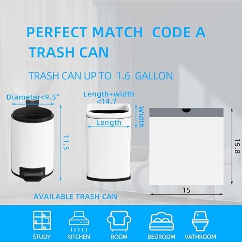120 Counts 1.6 Gallon Mini Drawstring Trash Bags, Small Garbage Bags by KSSKSS, Code a fit 4.5-8 Liter, 1.2-2 Gal, White Trash Bin Liners for Home Office Kitchen Bathroom Bedroom thumbnail 3