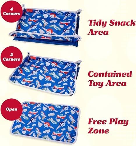 Lusso Gear Airplane Tray Table Cover - Organize Kids Travel Essentials - Snack & Toy Pockets for Airplane Toys for Toddlers 1-3 - Foldable Tablet Stand for Travel Toddler Essentials - Plane Pattern thumbnail 4