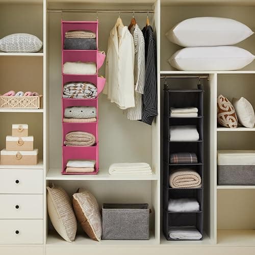 YOUDENOVA Hanging Closet Organizer, Closet Hanging Storage Shelves (Pink) thumbnail 2