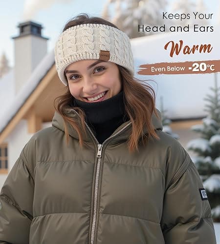 Sofier Winter Headbands for Women Knit Ear Warmers Soft Fuzzy Fleece Lined Cold Weather Ear Muffs Christmas Stocking Stuffers Gifts thumbnail 2