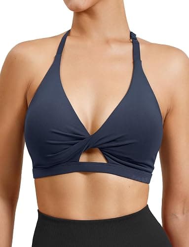 VOYJOY Workout Sports Bras for Women Padded Backless Strappy Fitness Wireless Gym Medium Impact Bra Yoga Crop Top thumbnail 2