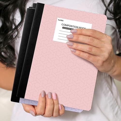 SUNEE Composition Notebooks - Wide Ruled Paper, 4 Pack Composition Book, 9 3/4" x 7 1/2", 80 Sheets/160 Pages, Assorted Colors, School, College & Office Supplies - College Ruled | 4 Pack - Pastel thumbnail 7