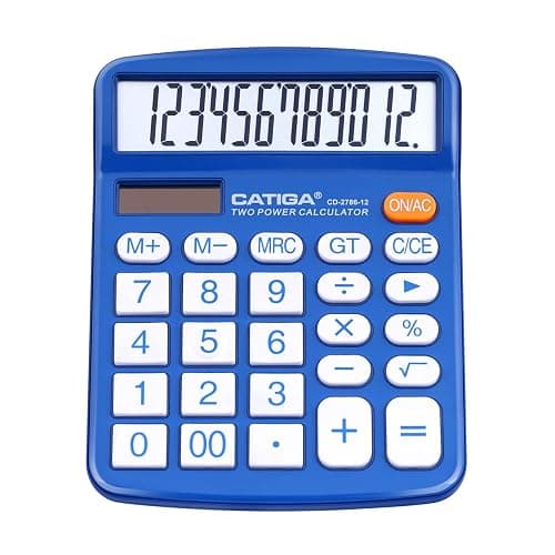 CATIGA Desktop Calculator 12 Digit with Large LCD Display and Sensitive Button, Solar and Battery Dual Power, Standard Function for Office, Home, School, CD-2786 - Image 1