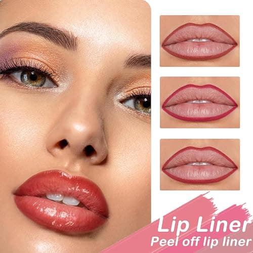3Pcs Lip Stain Peel Off Set,Peel Off Lip Liner Tattoo,Nude Red Pink Matte Finsh Long Lasting Waterproof Transferproof Lip Stains for Women Girls (Peel Off Lip Liner, 3Pcs) thumbnail 4