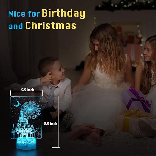Uyeyuy Creative 3D Illusion lamp Castle Night Light with Remote & Smart Touch 7 Colors + 16 Colors Changing Dimmable Castle Kids Night Light 2-12 Year Old Boy or Girl Christmas Brithday Gifts thumbnail 6