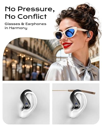 Wireless Earbuds Bluetooth 5.3 Sport Headphones with Earhooks,IPX7 Waterproof Earphones,48H Playtime Earbuds,Lightweight 7.8g,Noise Cancelling Mic Bluetooth Headphones for Running & Workout-Black thumbnail 4
