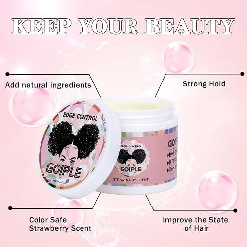 Edge Control Wax for Women Strong Hold Non-greasy, Edge Wax Styling Gel for Black Women Hair No Flaking, White Residue, Shine and Smooth Strawberry Scent 4oz thumbnail 2
