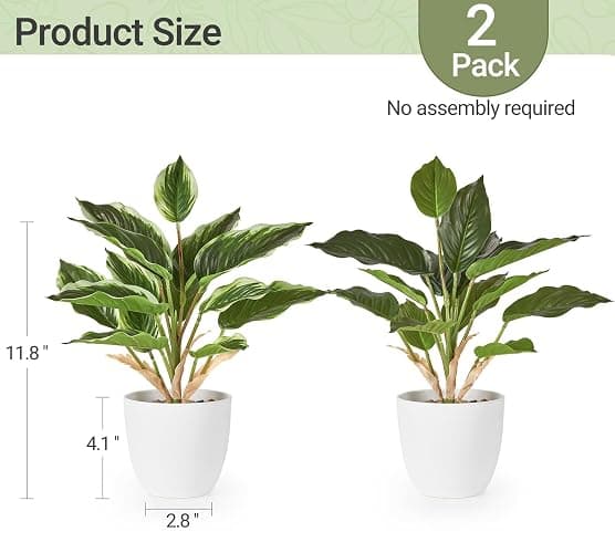 Mkono 2 Pack Fake Plants, 11" Potted Artificial Plants Home Decor Indoor | Faux Pothos, Realistic Greenery Look, for Desk Shelf Table Office Bathroom Bedroom Kitchen Decoration, Low Maintenance thumbnail 2
