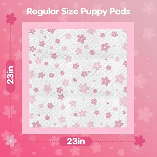 Pink Puppy Pads, Absorbent 23"x 23" 50 Count Cute Dog Pee Pad with Adhesive Tabs for Potty Training, Leak-Proof Quiky-Dry Pads for Puppies, Dogs, Cats, Rabbits(Pink, 23x23in 50Ct) thumbnail 2