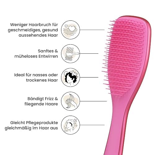 Tangle Teezer Ultimate Detangler Haarbürste – Nasses & Trockenes Haar – Entwirrungsbürste für Alle Haartypen – Zweistufige Borsten Reduzieren Haarbruch & Knoten – Afterparty Rosa mit Chrom-Finish thumbnail 4